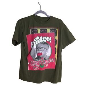 A Christmas Story Oh Fudge Graphic Tee Adult Size  Green Tee  EUC Sz. Medium